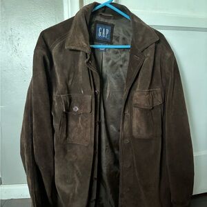 Vintage REAL Leather Suede GAP Men’s Button Up Jacket Large